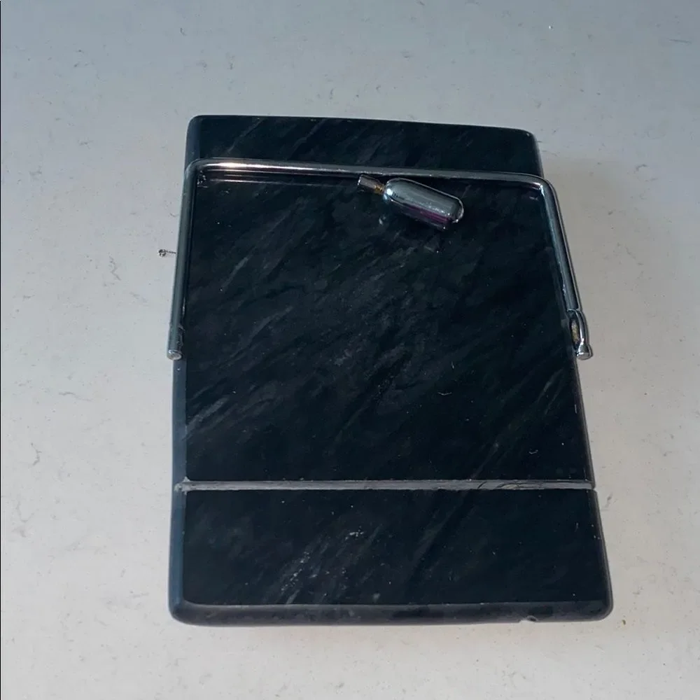 Black Marble Cheese Slicer Board with Stainless Steel Wire Cutter 8x5 Inch